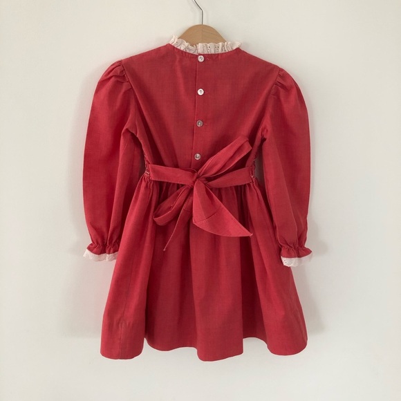 Vintage Hand Smocked Polly Flinders Dress, S 5/6 - Picture 4 of 5